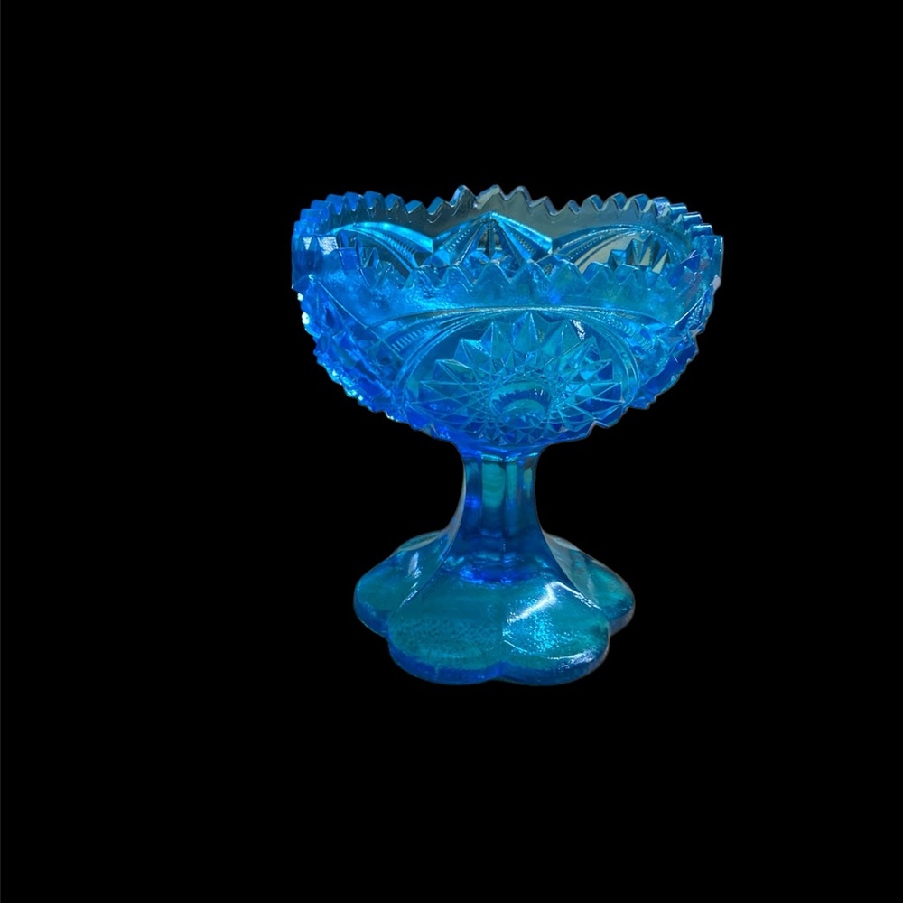 Kemple Wheaton Blue Star Burst Pedestal Compote.